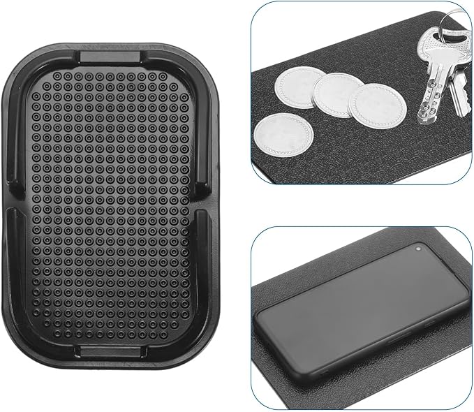 HARFINGTON Car Dashboard Anti-Slip Mat 6" x 4" Universal Sticky Dash Pad Washable Reusable Car Non-Slip Mats for Phone Keys Sunglasses Electronic Devices, Black