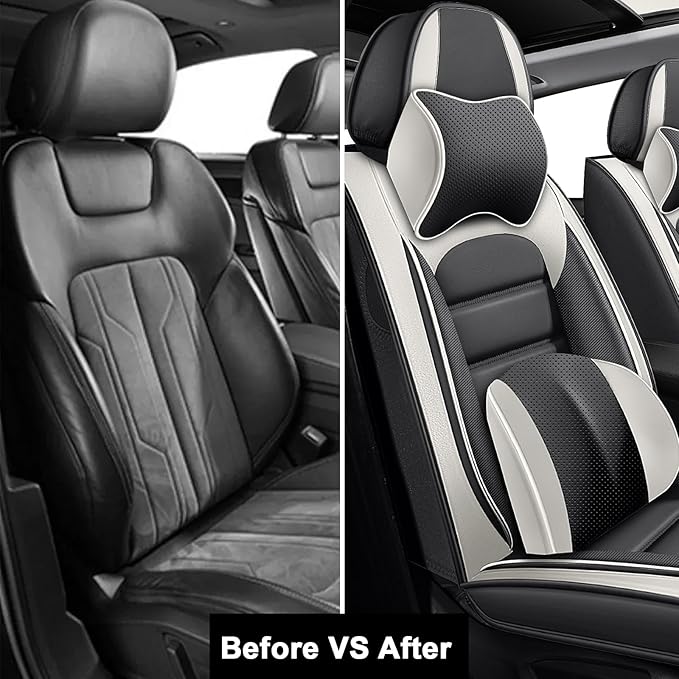 AREKA 2 Car Seat Covers for Subaru Crosstrek 2016-2026 Breathable Leather,Waterproof Car Seat Protectors with Comfort Headrest Pillows,Automotive Vehicle Cushion with Storage Pockets (Luxury,Gray)