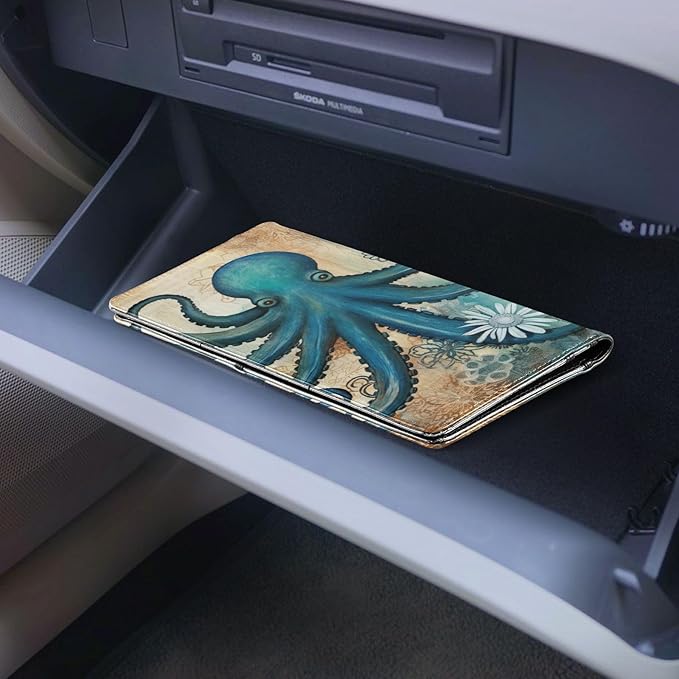 Octopus Vintage Car Registration and Insurance Holder Vehicle Glove Box Organizer Car Accessories Wallet Case for Women Men 202a1784
