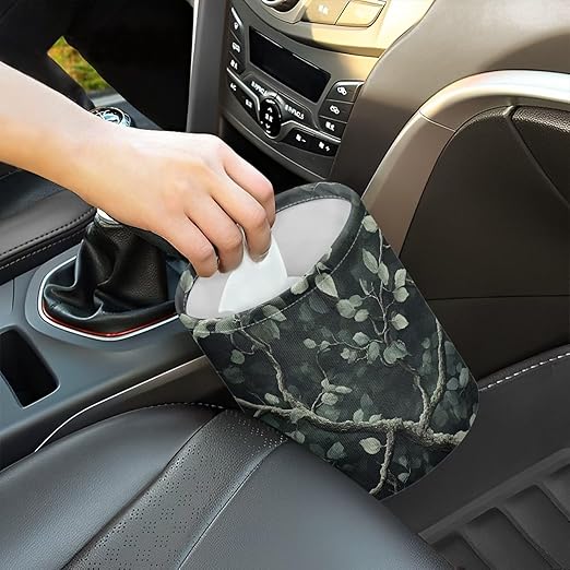 Tree Leaves Auto Trash Bin Trash Bag for Cars Hanging Headrest for Back Seat Collapsible Reusable Waterproof Car Organizer