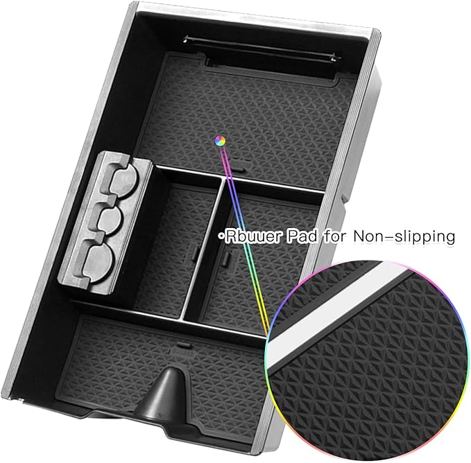 SKTU Center Console Organizer Customized for 2009-2020 Dodge Ram 1500 2500HD 3500HD Insert ABS Black Materials Tray Armrest Box Glove Secondary Storage Box with Coin and Glass Holder