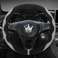 Luxury Suede Steering Wheel Cover for Cars, Soft Leather Padded Wheels Cover for Sedan, SUV, Thin Car Handle Cover, Universal Fit, Anti Slip, 14.75-15.15in, Gray