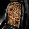 Leopard Print Car Seat Covers Fluffy Front Rear Car Seat Covers Set Lumbar Support Pillow Car Accessories for Women (backrest)