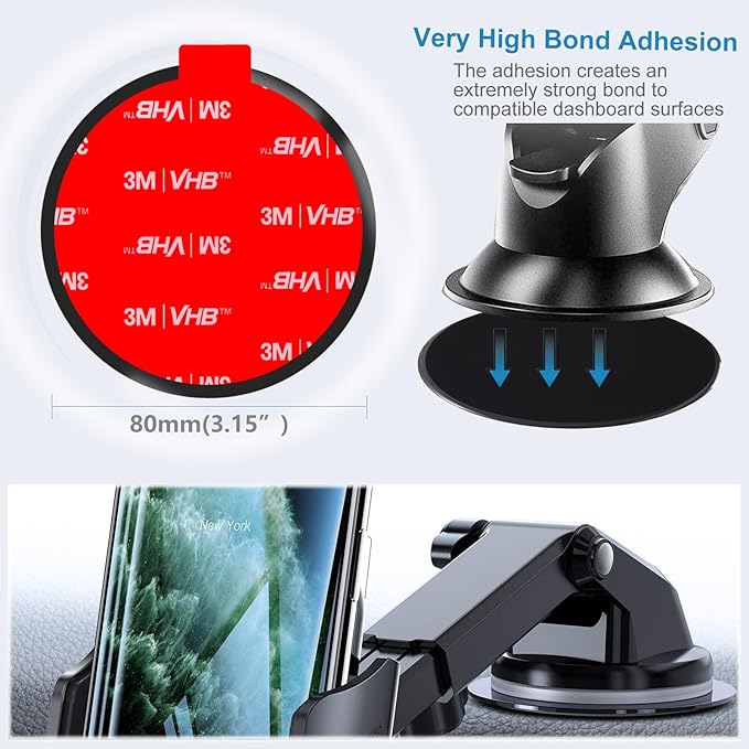 Dashboard Pad Mounting Disk for Suction Cup Phone Mount, 3Pcs 3.15" Ultra Sticky Heat-resistant Replacement Disc for Car Dashboard, Vacuum Suction Phone Holder, Dash Mount, GPS Holder Suction Mount