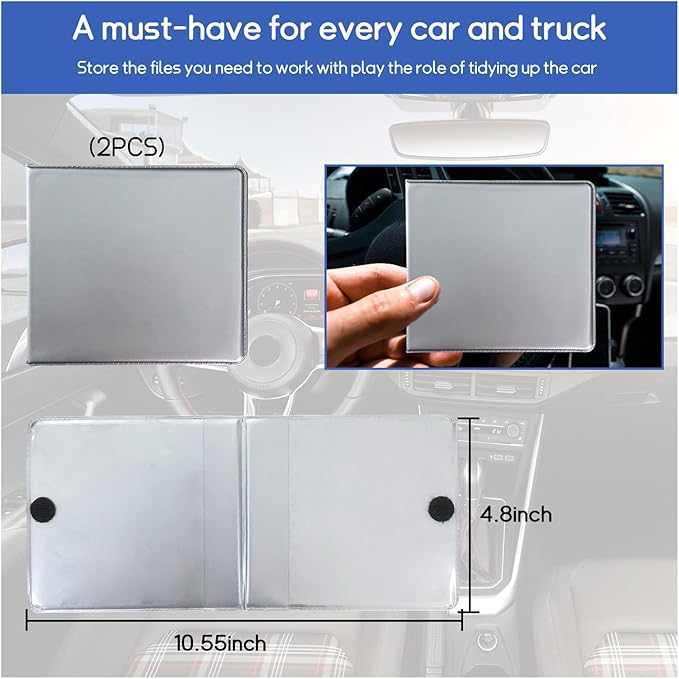 2 PCS Car Registration and Insurance Holder, 10.6''×4.8'' Essential Auto Card Glove Box Organizer with Closure, Vehicle Interior Accessories Perfect for Documents, Cards