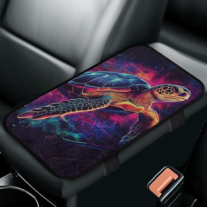 Bulopur Art Turtle Car Armrest Cushion Flannel Easy to Install Car Console Covers Armrest Cover Protec Vehicle Armrest Cover Vehicle Accessories 12.01 x 7.28 Inch