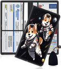Car Registration and Insurance Holder, PU Leather Auto Document Holder for Men&Women, Vehicle Glove Box Compartment Organizer with Magnetic Shut for Driver's License, Space Astronaut Corgi Dog