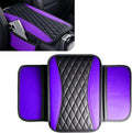 Patchwork Leather Center Console Cover, Upgraded Car Armrest Cover with 2 Storage Bags, Universal Arm Rest Covers for Car, Vehicle Interior Accessories Middle Console Cushion Organizer (Purple)