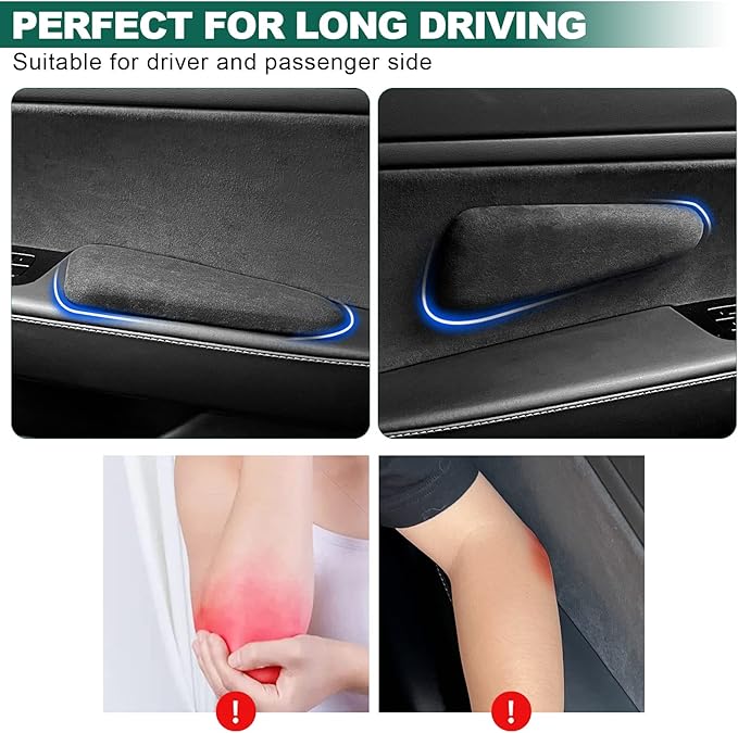 2PCS Automotive Center Consoles Suede Knee Cushion Car Knee Cushion Armrest Support Car Pillow Auto Knee Leg Elbow Cushion Pads Soft Arm Pad Interior Pad Accessories for Car Truck (Grey)