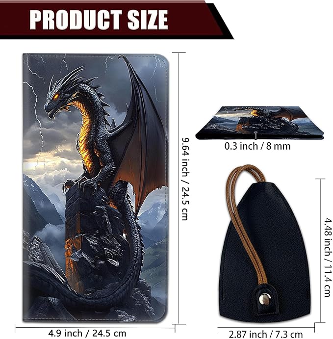 Car Document Holder with Magnetic Shut, Car Registration and Insurance Card Holder, Vehicle Glove Box Organizer Documents, Driver License, Auto Paperwork Organizer Wallet, Black Dragon In The Storm