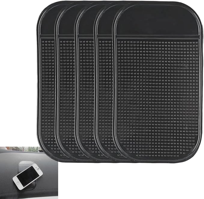 Car Dashboard Anti-Slip Mat, 5-Pack Non-Slide Pads for Car Extra Thick Sticky Dash Pad for Radar Detector, Cell Phone, and Car Dash Accessories