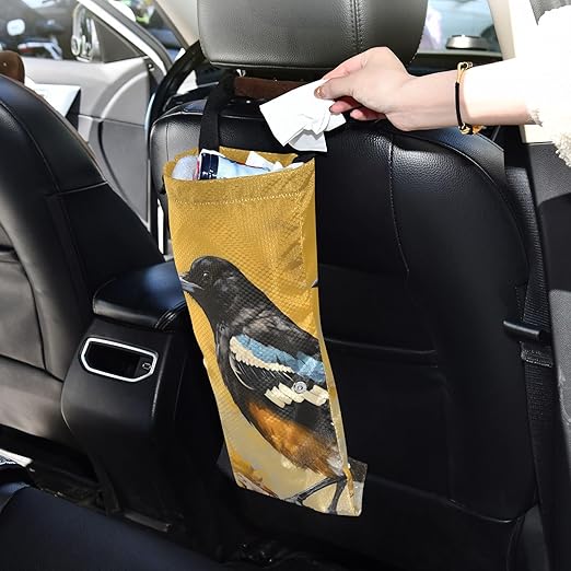 ALAZA Hanging Car Trash Bags Garbage Bag Trash Can for Back Seat Small Bird Washable Storage Bag Retractable 2 Pack