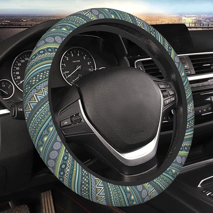 Boho Pattern Steering Wheel Cover Neoprene Universal 15 Inches Car Steering Wheel Protector for Women Men