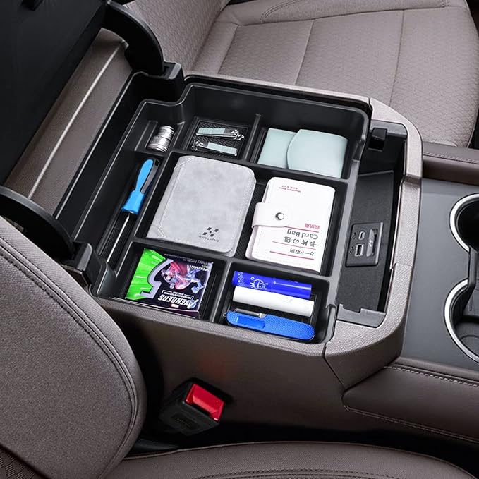 EDBETOS Full Size Center Console Organizer Tray Compatible with 2021-2025 Chevy Tahoe/Suburban and 2021-2024 GMC Yukon, Fit Standard Console with Charging Socket Only, NOT for Power Sliding Console.