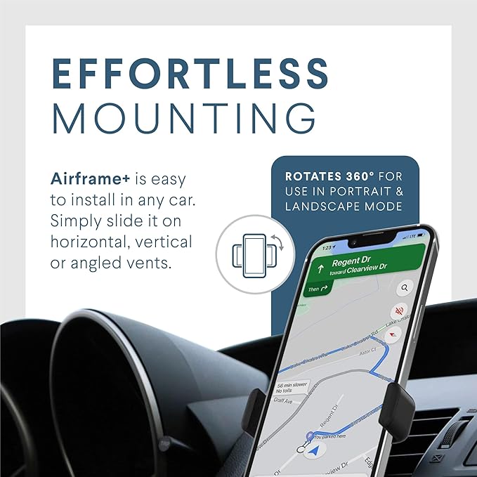 Kenu Airframe+, Air Vent Car Phone Holder Mount, Cell Phone Stand for Car, Expandable Grip & 360 Degree Pivot, Compatible with Latest iPhones, Samsungs, & Androids