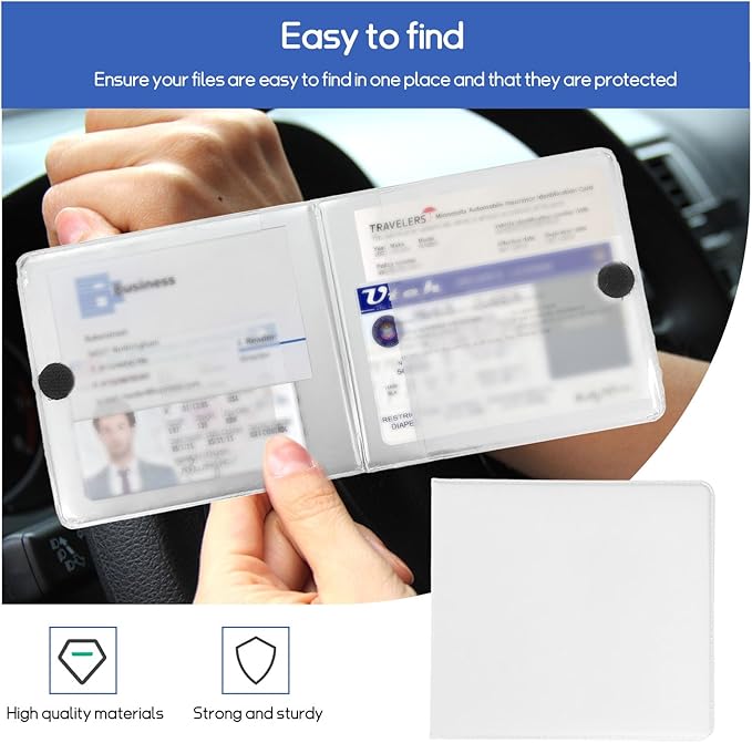 2 PCS Car Registration and Insurance Holder, 10.6''×4.8'' Essential Auto Card Glove Box Organizer with Closure, Vehicle Interior Accessories Perfect for Documents, Cards