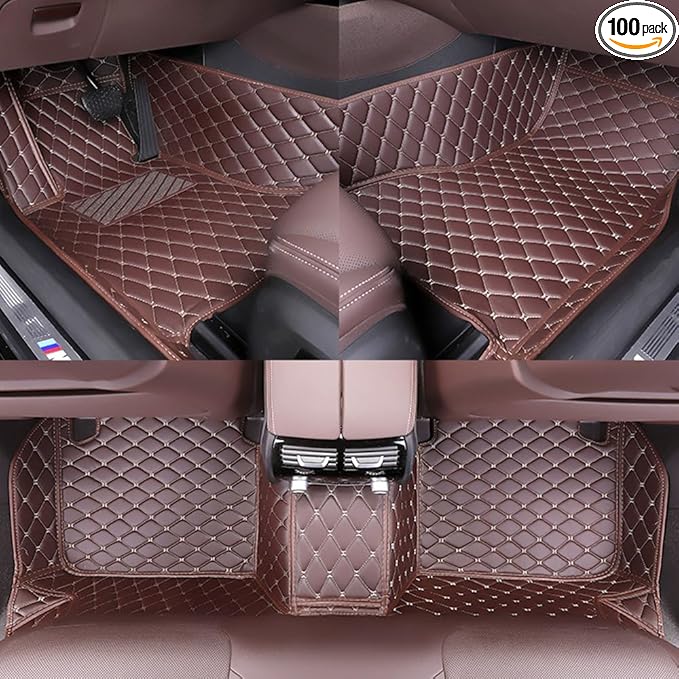 Customize All-Weather Protection Waterproof Leather Floor Mats for Cars, SUVs, and Trucks According to Automotive Model (Coffee)
