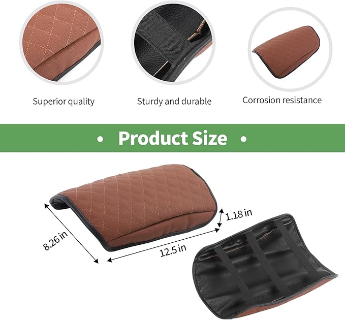 JeCar Armrest Cover PU Leather Center Console Cushion Pad Compatible with Jeep Grand Cherokee 2022 2023, Brown