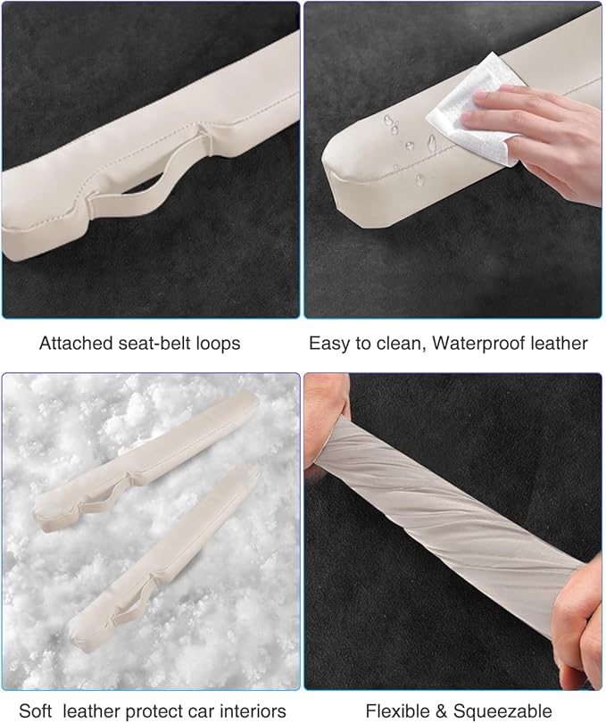 Homaupt Leather Car Seat Gap Filler Universal for Car Truck SUV to Block The Gap Between Seat and Console Stop Things from Dropping 2 Packs Beige