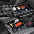 Wexyldra Center Console Organizer, 2PCS Storage Tray Compatible with 2019-2025 Chevy Silverado/GMC Sierra 1500 & 2020-2025 Chevy Silverado/Sierra 2500HD 3500HD (Split-Bench Folding Seat)-Black