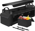 MOJIOO Large Trunk Organizer for Car, SUV, Truck with Removable Cooler Bag-Collapsible Multi Compartments w/Foldable Cover, Non Slip Bottom Cargo Storage (Black)