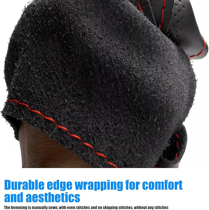 Pack-1 Leather Steering Wheel Cover, Universal Non-Slip Stitch On Wrap, DIY Car Wheel Cover Protector with Needle and Thread for Most Cars SUVs and Trucks (Brown)