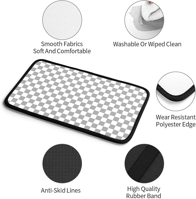 Gray and White Checkered Chessboard Car Armrest Pad Cute Cars Center Console Cover Auto Handrail Box Cushion Armrests Cover
