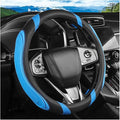 Car Steering Wheel Cover, Breathable Soft Leather Vehicle Wheel Cover Protector for Men Women, Non-Slip Automotive Interior Protection Accessories, Universal for Most Vehicles (Black/Blue)