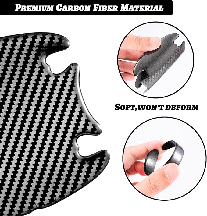 WORCAS TPU Carbon Fiber Like Car Door Handle Cup Protective Sticker Auto Door Paint Guard Car Door Cup Scratch Protection Films Universal Door Handle Cups Protective Pad (m+h)/8pcs