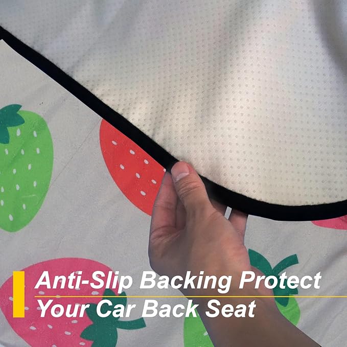 LoyaGour Back Seat Cover for Car Trucks Van SUV,Waterproof Rear Bench Towel Seat Covers for Dogs and Kids,Automotive Backseat Protector (Strawberry)