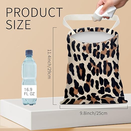 BEAKND Hanging Car Garbage Bag, Cute Car Trash Can Bag, Automotive Accessories for Women Men Cute Brown Black Leopard