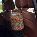 OEDTF Bohemia Car Trash Can,Car Accessories Waterproof Car Organizer Foldable Portable Trash Bin Can Be Hung on The Back Seat Garbage Can for Various Cars