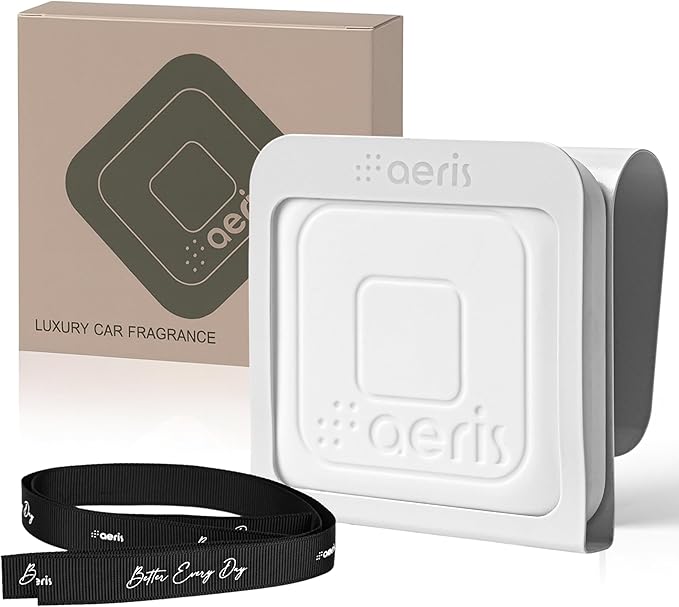 Aeris Car Fragrance Starter Kit - Includes Clip + Refillable Scent Stone (Oud Teak (Starter Kit))