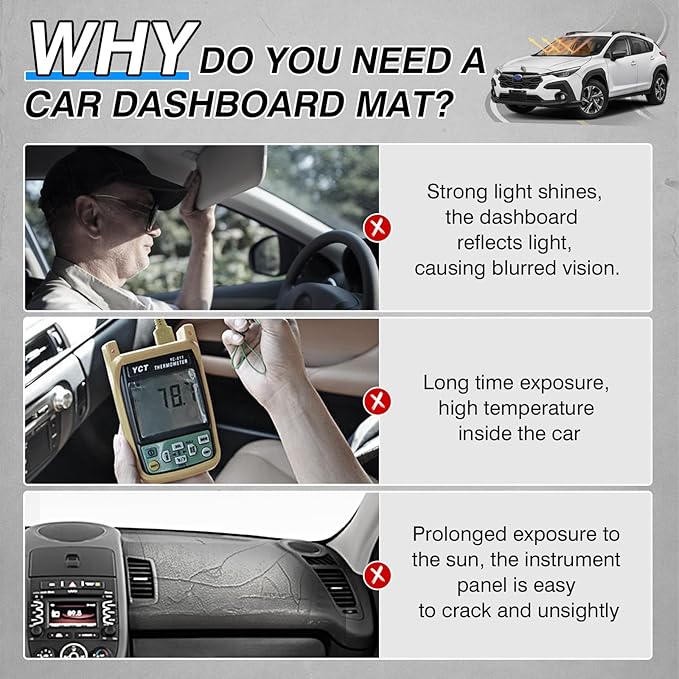 Cartist Dash Cover fits for CrossTrek 2024 2025 2026 Dashboard Cover Mat for Crosstrek Accessories Non-Slip Carpet Sunshield Glare UV Rays Protector