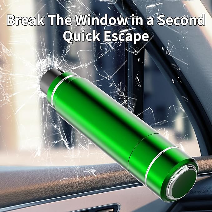 HHXS Car Window Breaker Seatbelt Cutter Tool, Safe Hammer Glass Breaker Under Water Safety Hammer Emergency Escape Glass Breaker Life Hammer for Car (4 Pcs, Green)