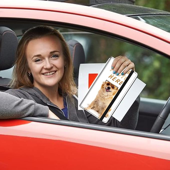 Mxfdegf Customized Registration & Insurance Holder, Leather Car Glove Box Organizer, Cool Accessories for ID, Driver's License & Essential Documents, Business Cards - Men & Women