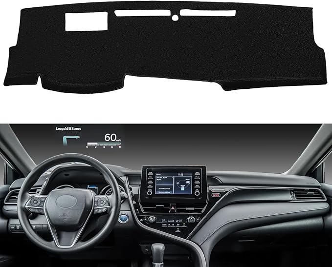 Dashboard Cover Dash Cover Mat Pad Custom Fit for Toyota Camry 2018 2019 2020 2021 2022 2023 2024 with Head Up Display (Black) Z12B