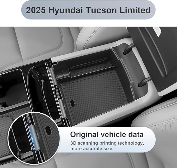 SKTU 2025 2026 Tucson Center Console Organizer for 2025 2026 Hyundai Tucson Limited/Hybrid Console Tray Hyundai Tucson 2025 2026 Accessories Tucson Organizer with Coin Holder (Only for Limited/Hybrid)