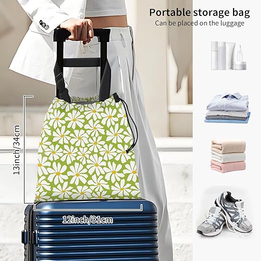 AFYEWKC Car Trash Bag Large Hanging Can for Back of Seat, Cute Waterproof Car Garbage Bag for Vehicle, Travelling, Outdoor Cute Green White Flower