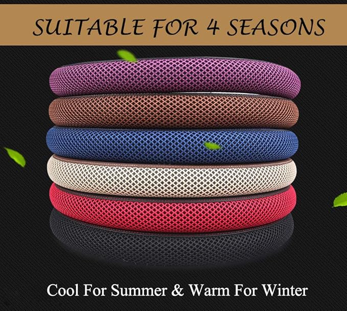Cxtiy Premium Ice Silk Steering Wheel Cover - Soft, Breathable, and Anti-Slip for Ultimate Comfort and Style Fit Most of Cars SUV Auto Vehicle (C-Black)