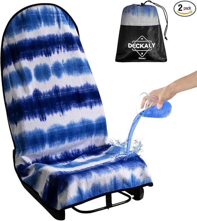 Car Seat Towel Covers with Storage Bag, Waterproof Sweatproof Towel Seat Cover Universal Front Seat Covers Washable Non-Slip Seat Protector for Gym(Blue & White - Stripe, 1Pcs Front Seat Cover)