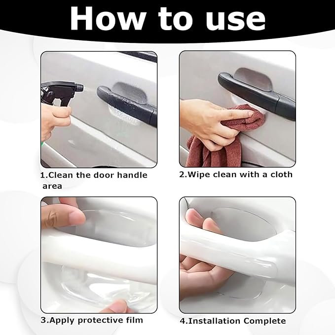 4 Pcs Car Door Handle Protector,Car Handle Protector,Door Handle Scratch Transparent Universal Door Handle Protector,for Vehicles,Door Scratch,Trucks,Suvs