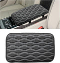 Car Center Console Cushion Pad, 12.48×7.40 Inches Waterproof Car Armrest Seat Box Cover, Comfortable PU Leather Vehicle Armrest Cover Protector, Car Decor Interior Accessories (Black＋White)