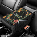 BIGCARJOB Art Dragonfly Print Armrest Pad with Pocket Universal Car Armrest Cover Center Console Pads Flower Dragonfly Print Car Armrest Storage Box Car Interior Accessories for Most Vehicles