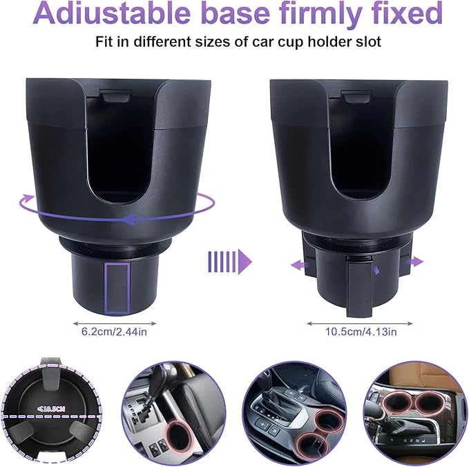 JINKEY Car Cup Holder Expander with Phone Mount,360°Rotation Gooseneck Phone Holder with Adjustable Base Cup Holder for Car Compatible with iPhone & All Smartphones