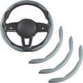 Nappa Leather Car Steering Wheel Cover for Men Women, Ultra-Thin Non-Slip Breathable Microfibre, Universal for 14.5"-15" Steering Wheel - Gray