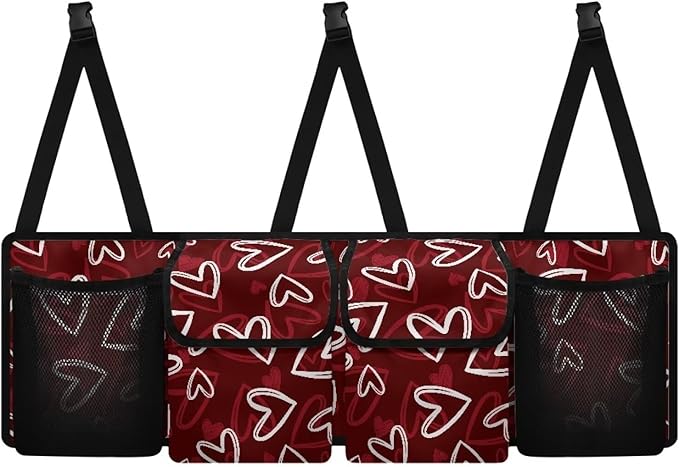 Car Trunk Organizer, Valentine'S Day Heart Hanging Seat Back Storage Organizer with Large Pockets, Space-Saving Backseat Car Organizer, Large Capacity Collapsible Bag for Most Vehicles