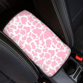 JoyLamoria Pink Cow Print Auto Armrest Box Pad Center Console Armrest Cover Universal Fit Car SUV Sedan