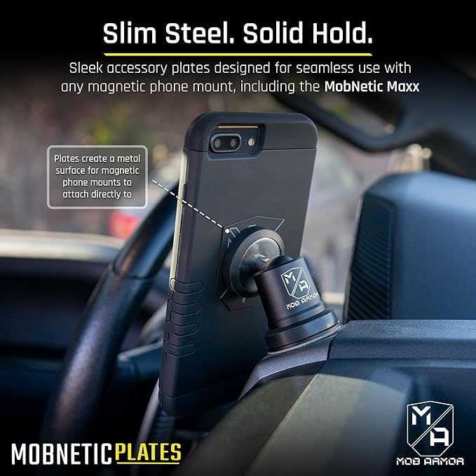 Mob Armor MobNetic Plates (2 Pack) - Compatible with Mob Magnetic Phone Mount for Car - Universal Smartphone Mounting Plates - Best Vehicle Accessory for Cellphone - Black