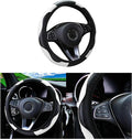 Car Steering Wheel Cover, 15 inch Carbon Fiber Microfiber PU Leather Elastic Steering Wheel Protector for Men Women, Anti-Slip Breathable Car Interior Accessories for Most Cars (White)